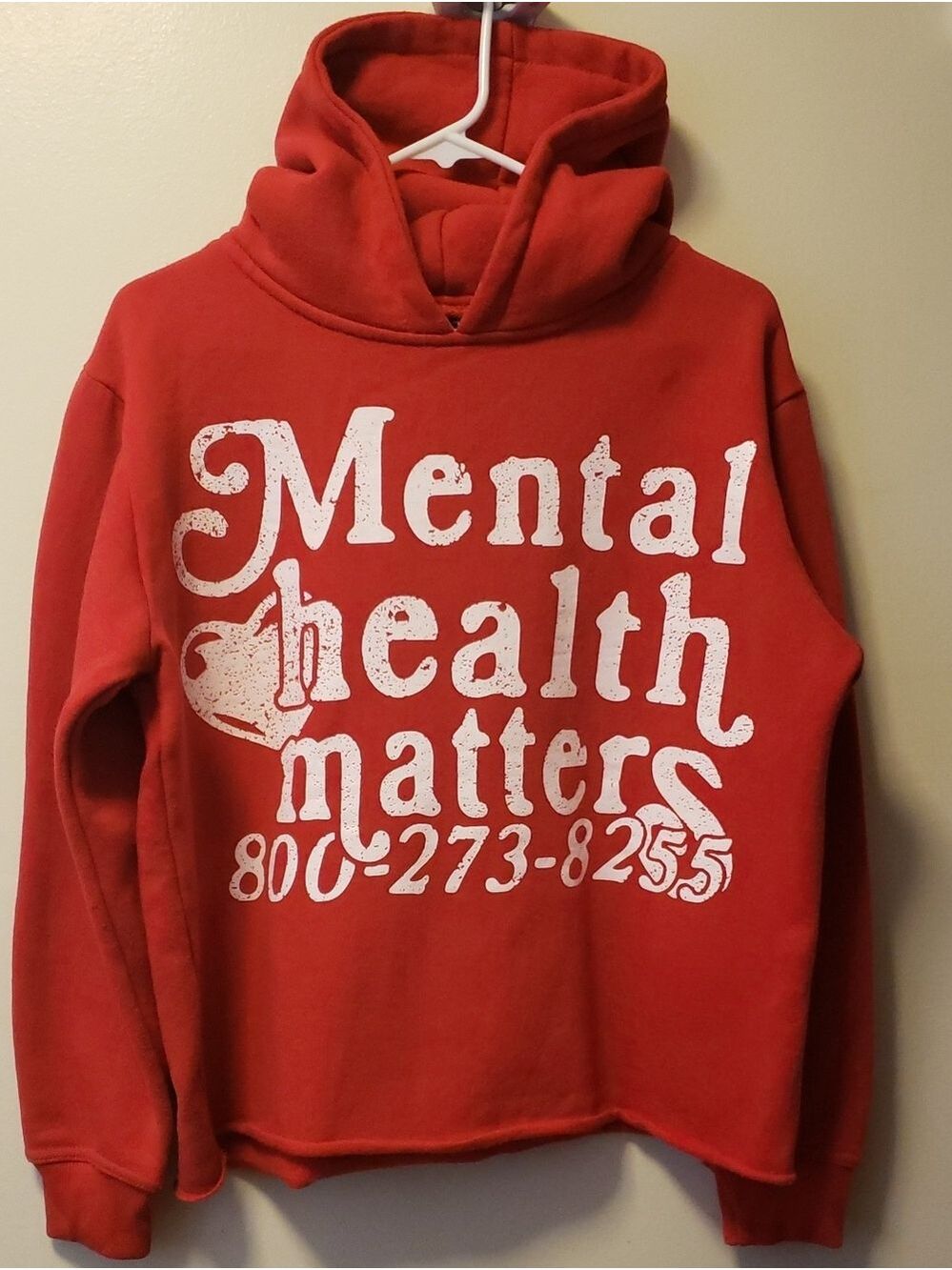 Mental Health Matters Red Hoodie Cropped Sweatshirt